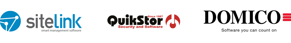 SiteLink, Quickstor and Domico logos